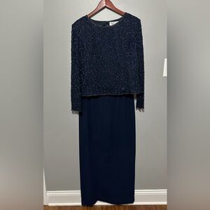 Adrianna Papell Occasions Embellished Blue Blouse & Skirt 12 Great Condition!!
